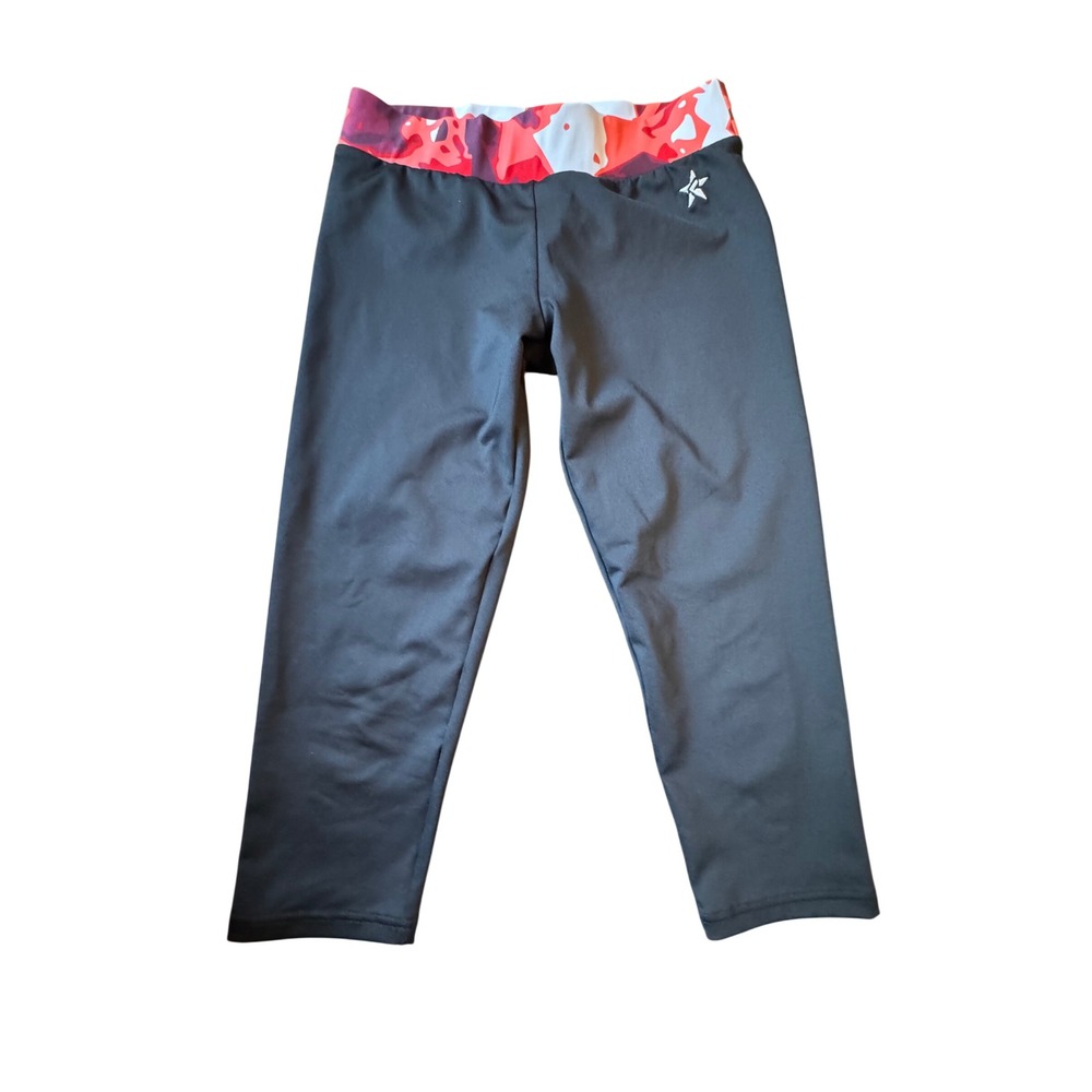 Rebel Athletic Black Athletic Capris with‎ Pink Red Camo Waistband Size S